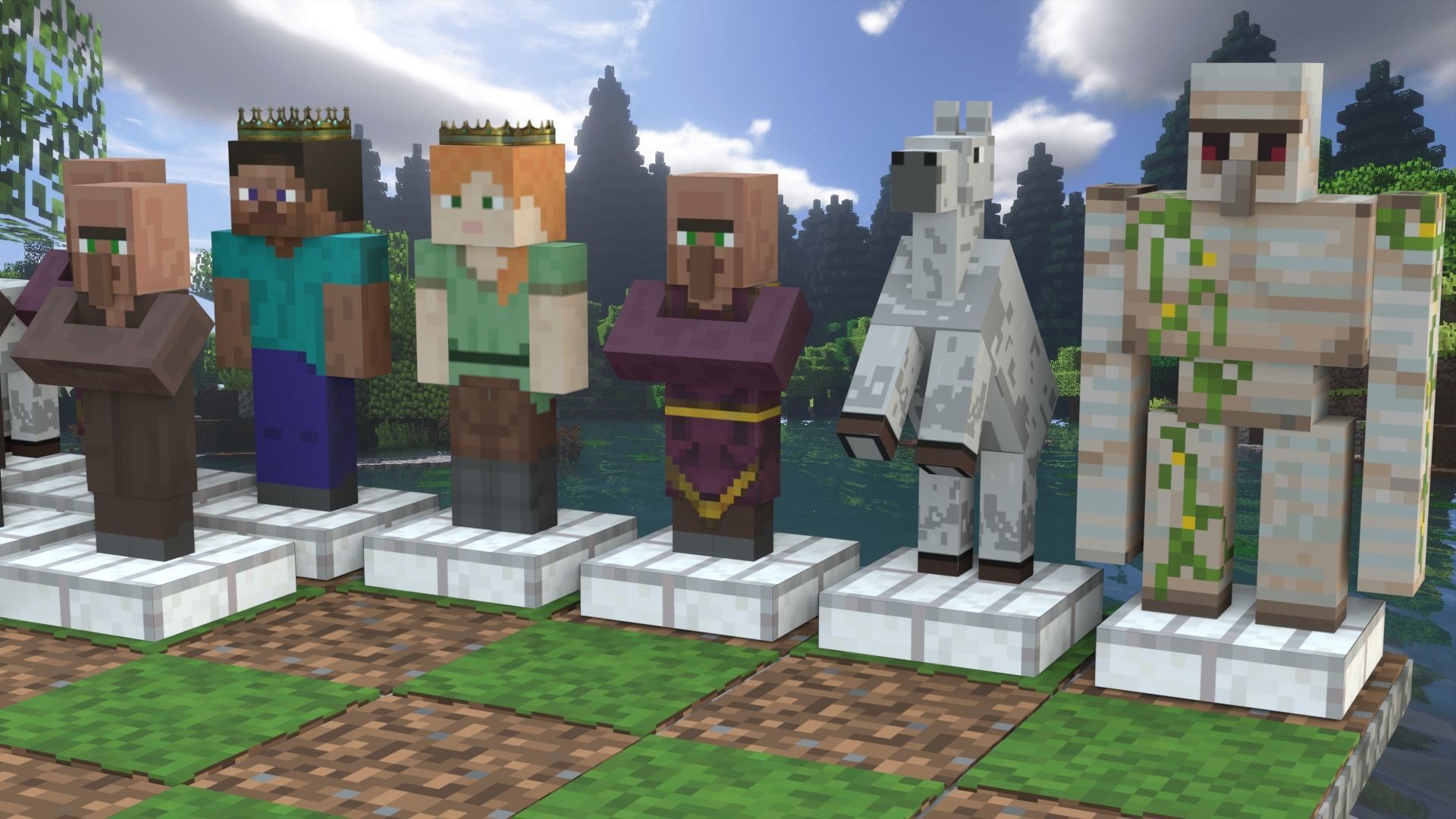 Minecraft Themed Chess Set Low-poly 3D model_7