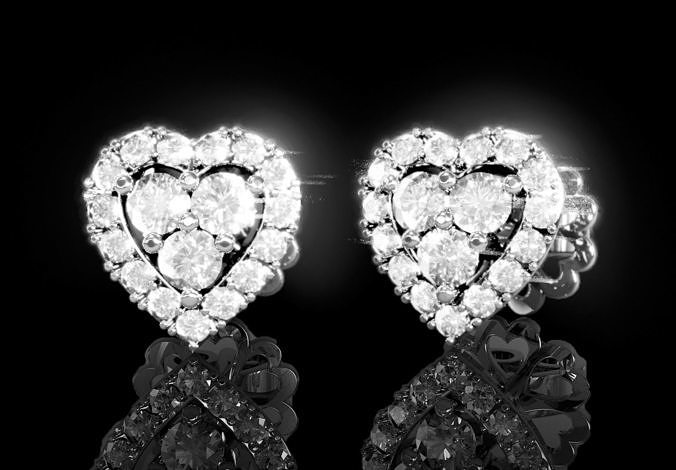 Love Heart Stud Earrings 3 3D print model