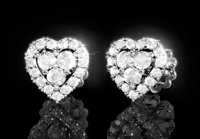 Love Heart Stud Earrings 3 3D print model