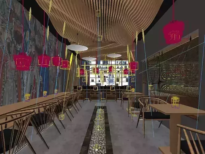 restuarant 3D model and rendering