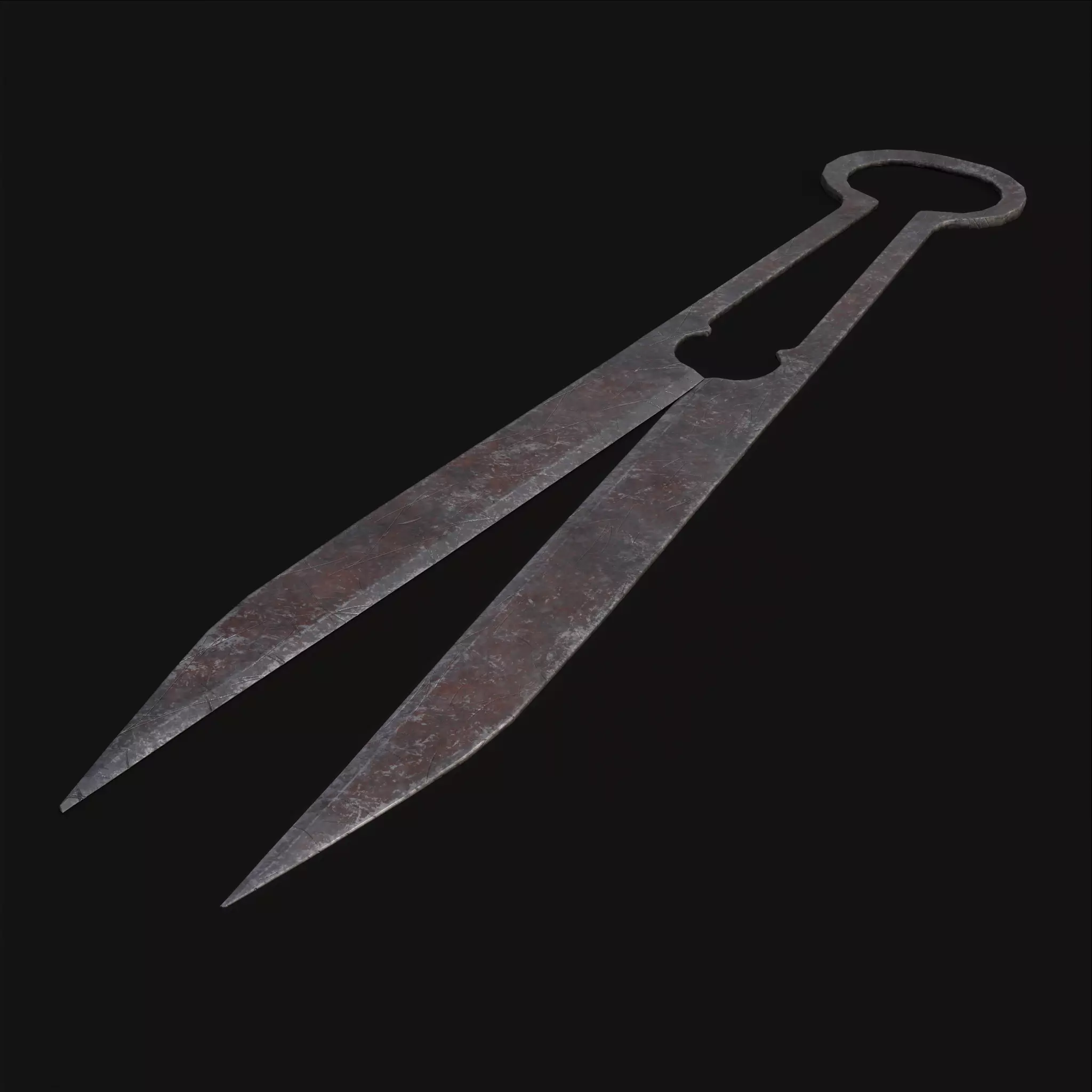 Hand Forged Spring Steel Medieval Shears Low-poly 3D model