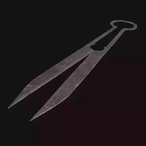 Hand Forged Spring Steel Medieval Shears Low-poly 3D model