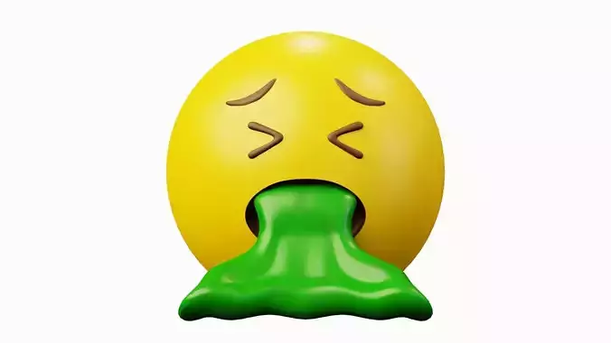 Green Vomit Yellow Ball Emoticon Emoji or Smiley