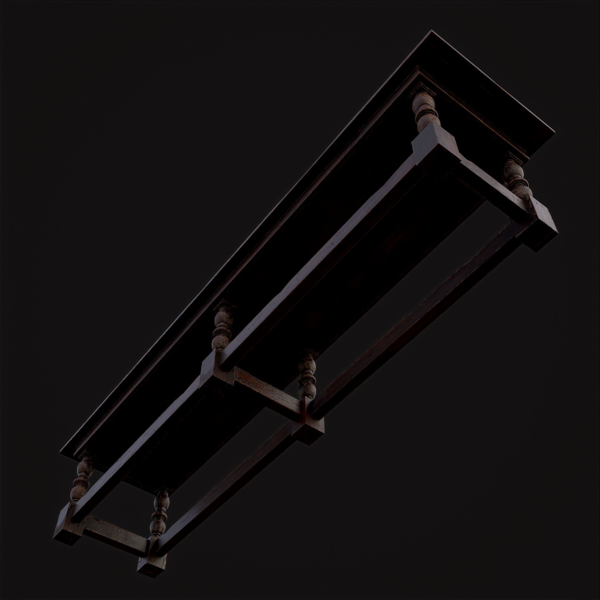 Medieval Elegant Long Dining Table  Low-poly 3D model_23