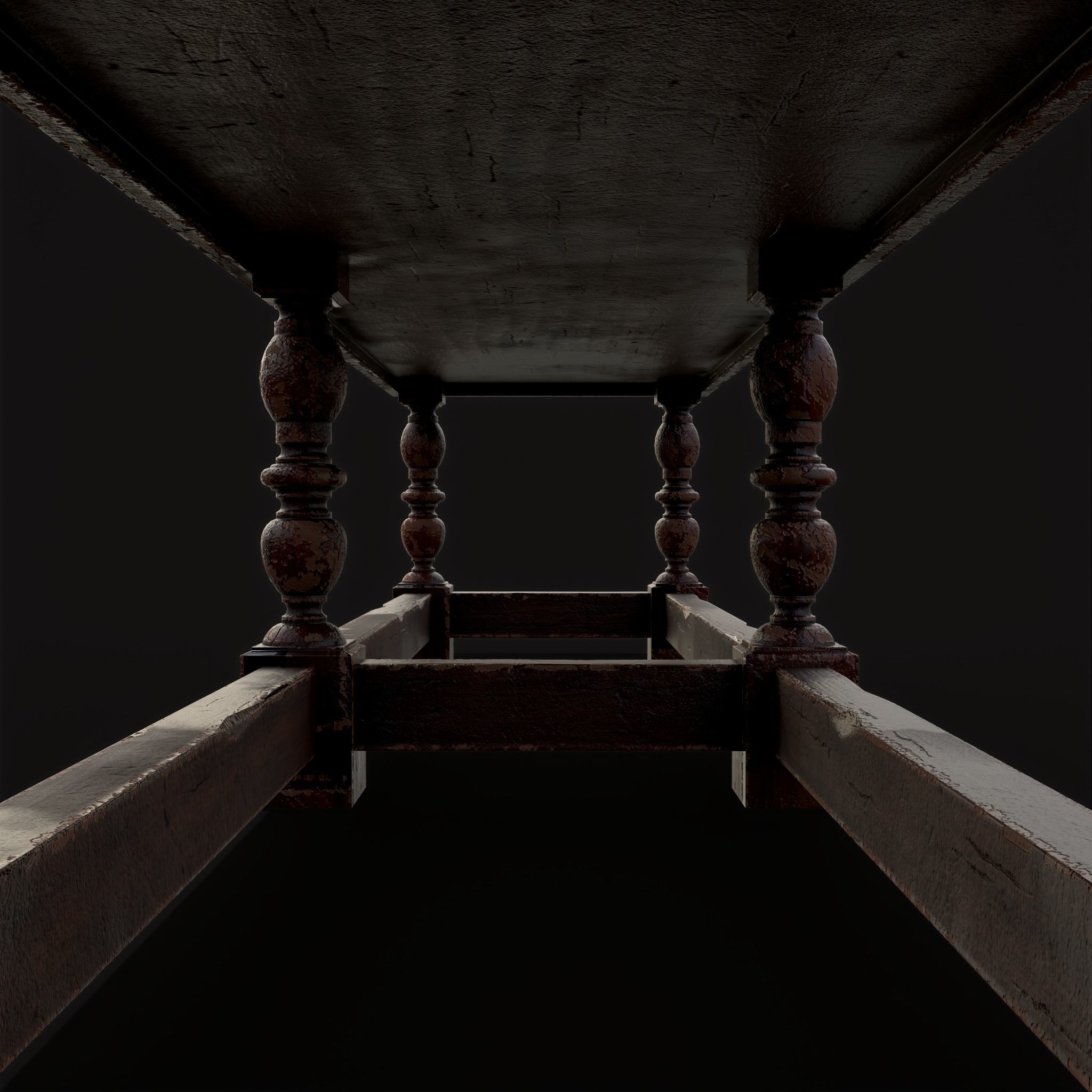 Medieval Elegant Long Dining Table  Low-poly 3D model_15