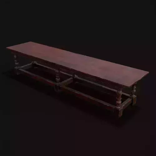 Medieval Elegant Long Dining Table  Low-poly 3D model