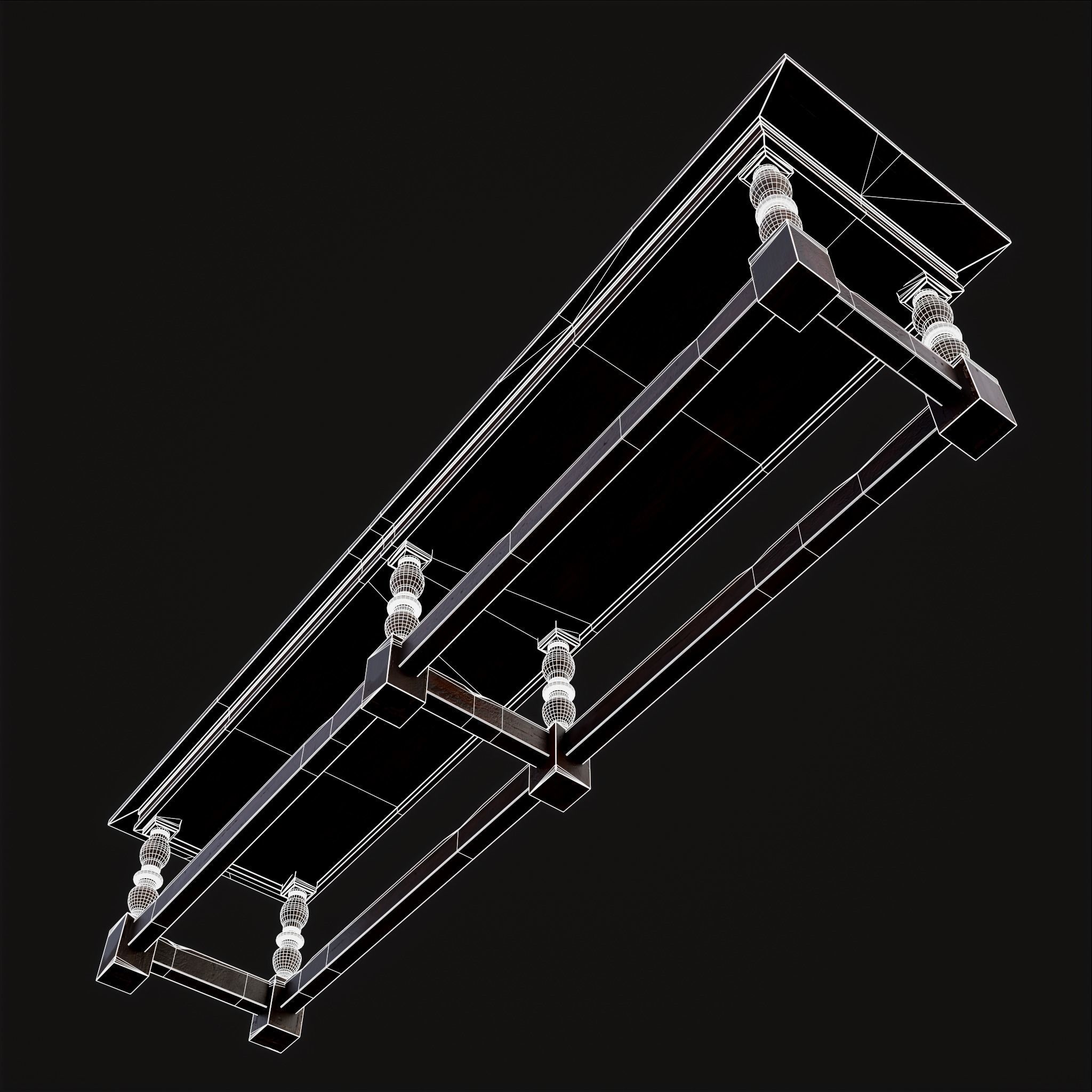 Medieval Elegant Long Dining Table  Low-poly 3D model_24