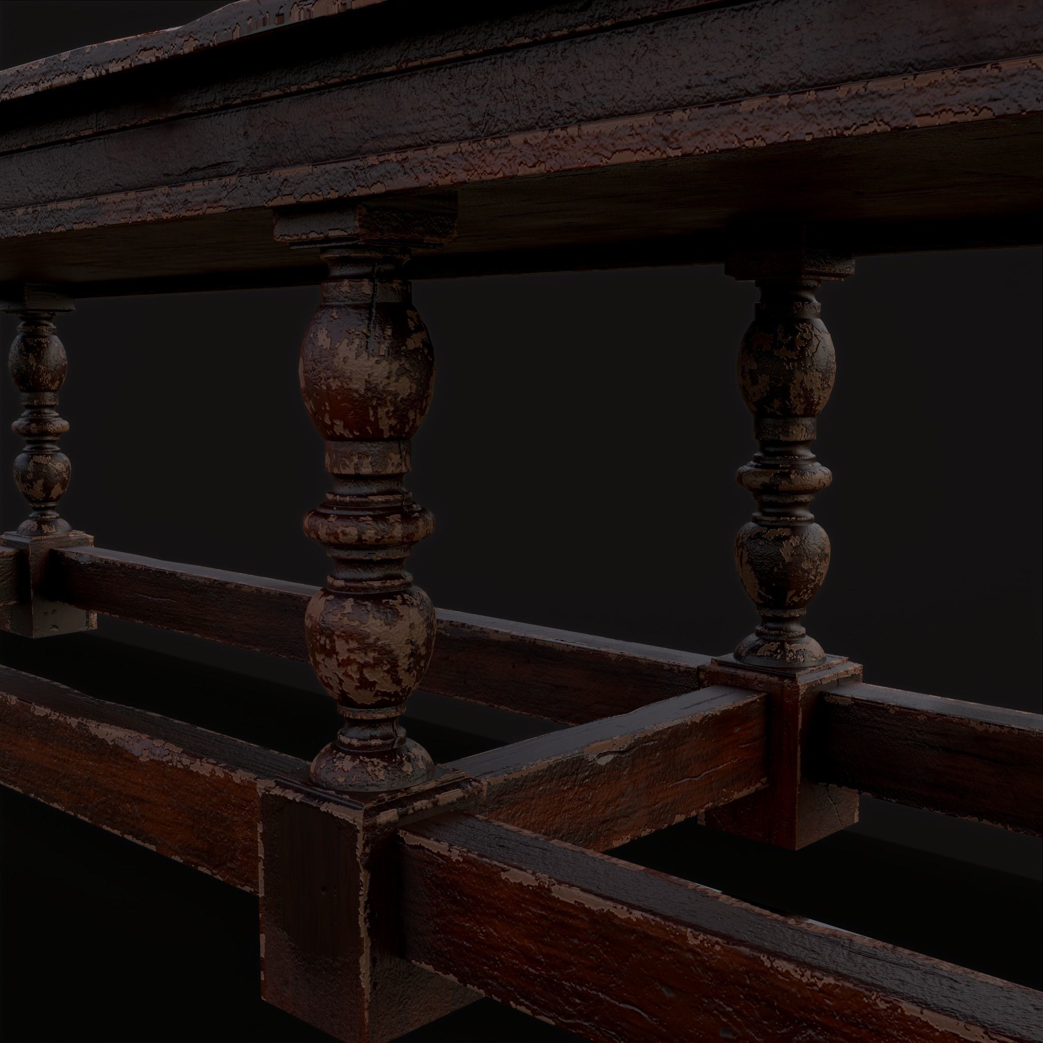 Medieval Elegant Long Dining Table  Low-poly 3D model_13