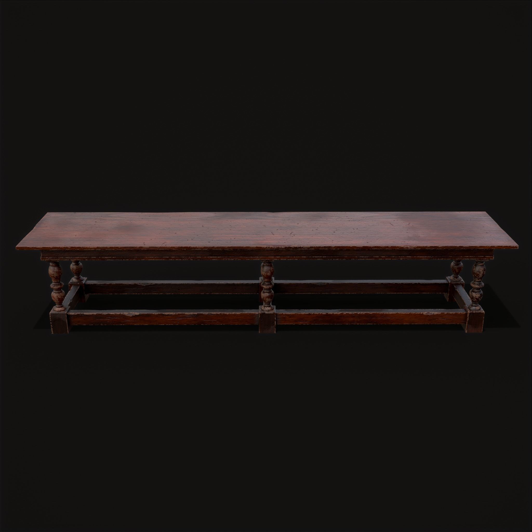 Medieval Elegant Long Dining Table  Low-poly 3D model_21
