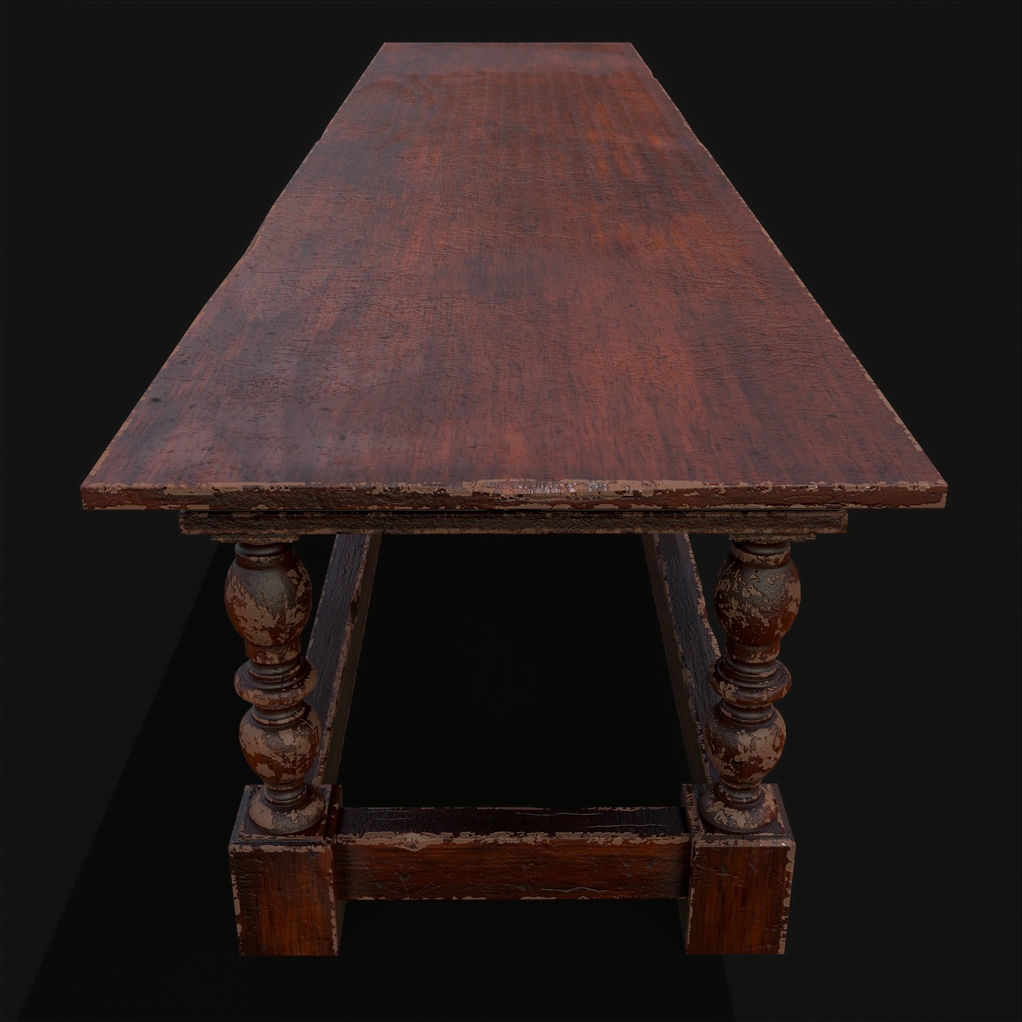 Medieval Elegant Long Dining Table  Low-poly 3D model_3