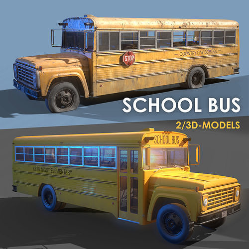 School Bus Low-poly 3D model