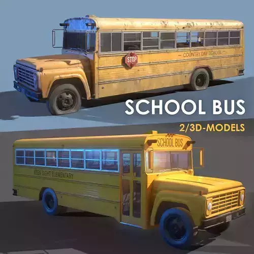 School Bus Low-poly 3D model