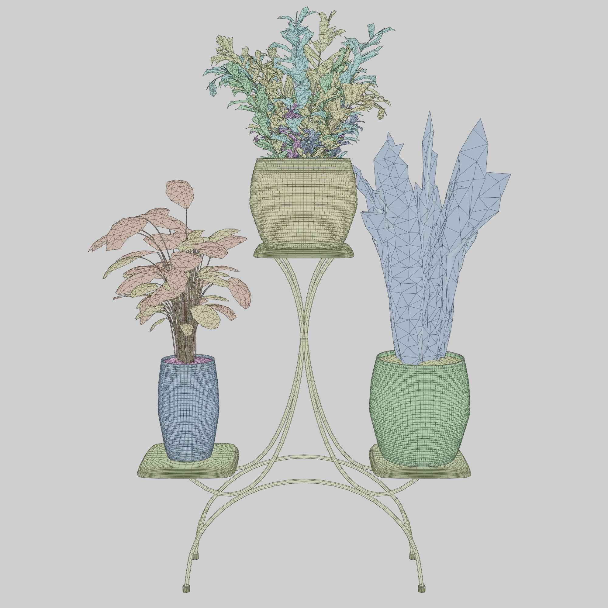 Pots with Plants 3D model_3