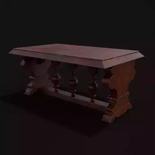 Medieval Elegant Rectangle Table Low-poly 3D model
