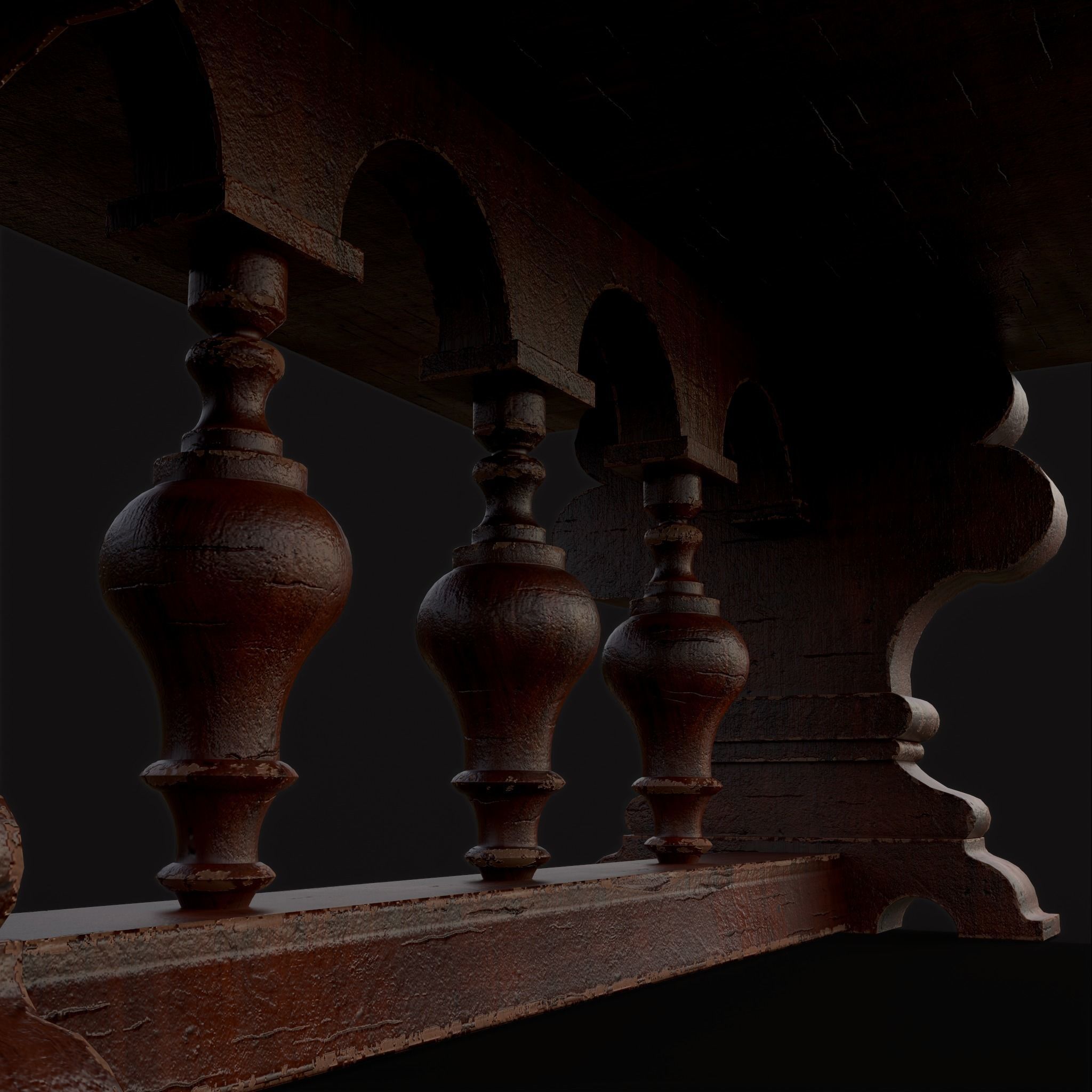 Medieval Elegant Rectangle Table Low-poly 3D model_19