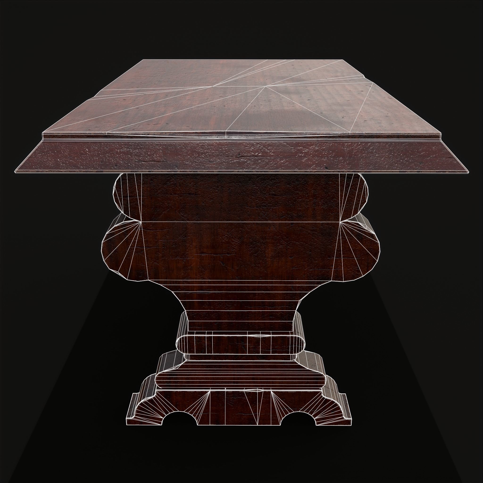 Medieval Elegant Rectangle Table Low-poly 3D model_16