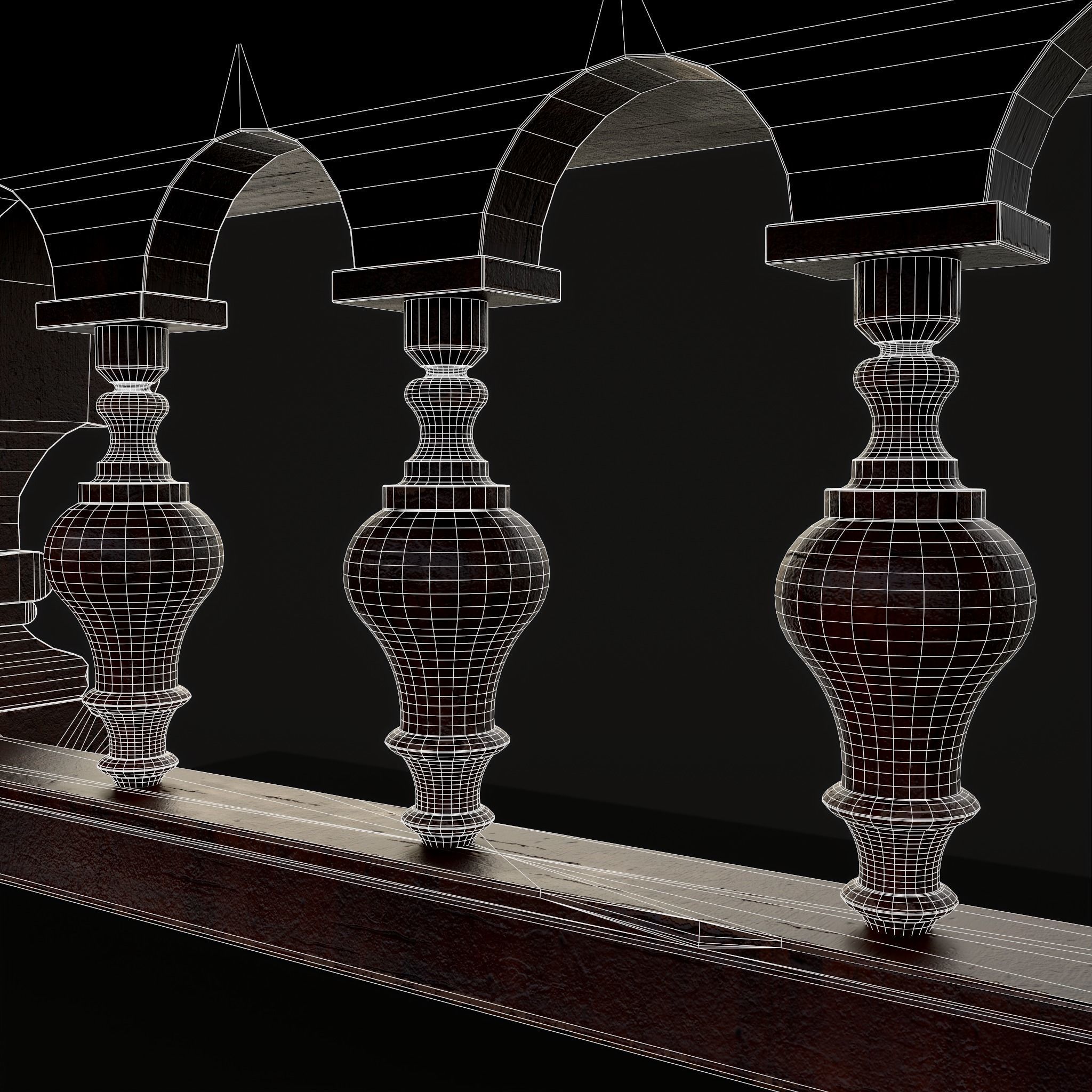 Medieval Elegant Rectangle Table Low-poly 3D model_18