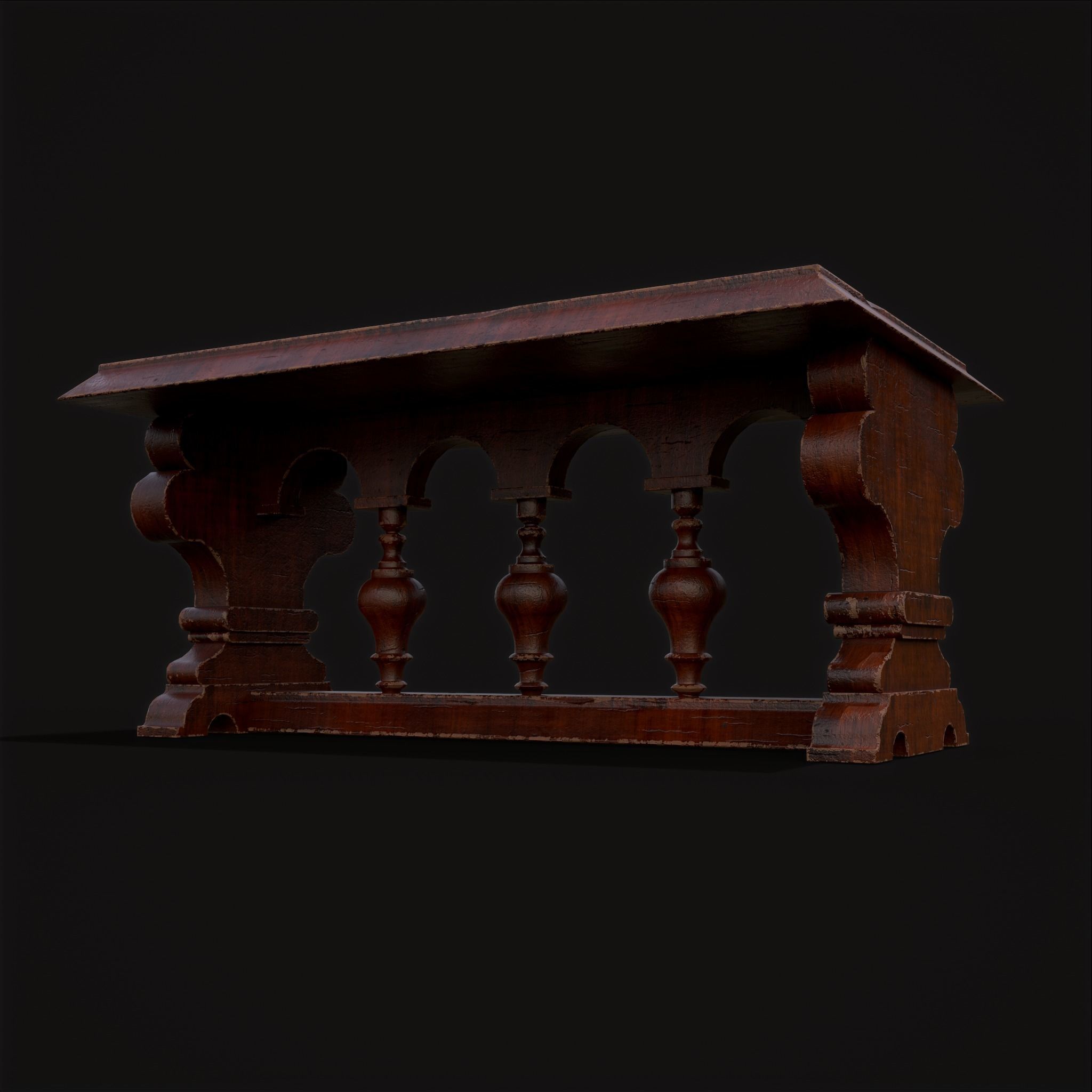 Medieval Elegant Rectangle Table Low-poly 3D model_13