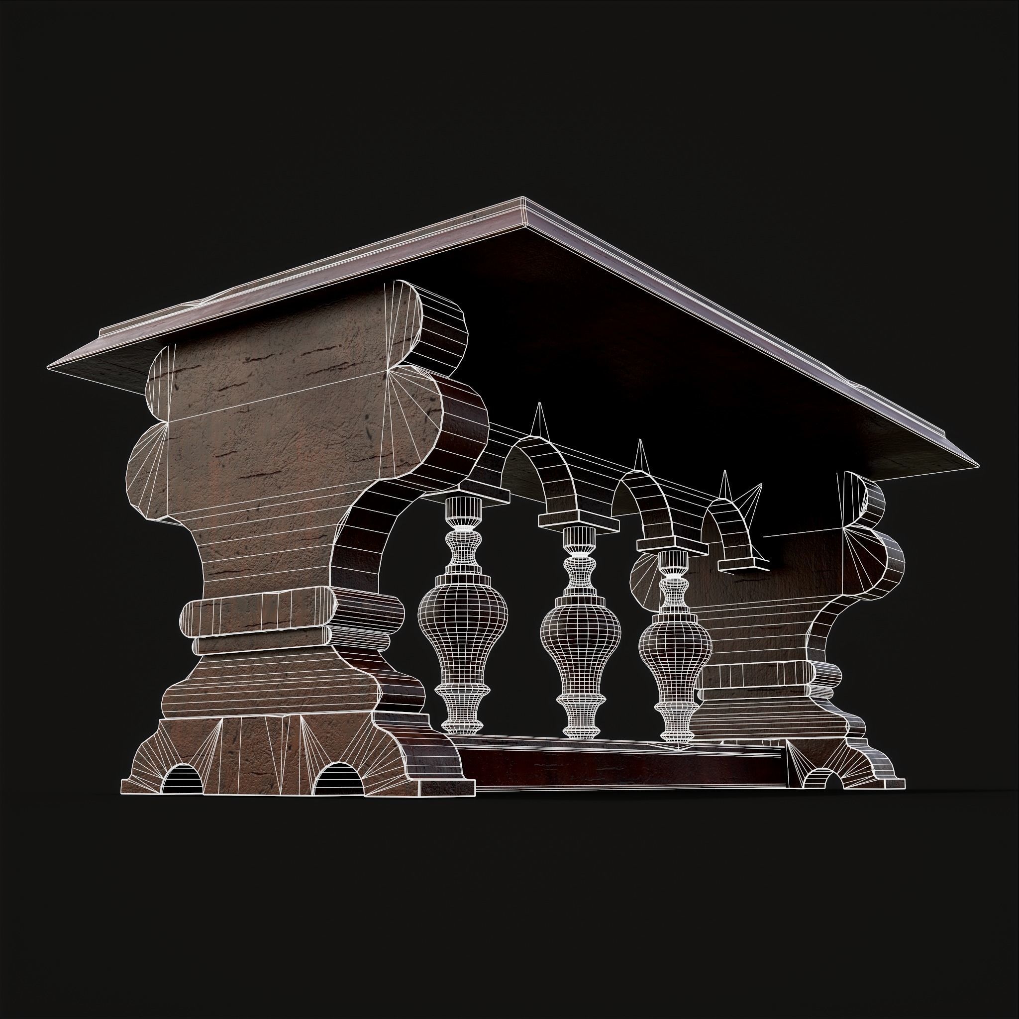 Medieval Elegant Rectangle Table Low-poly 3D model_10