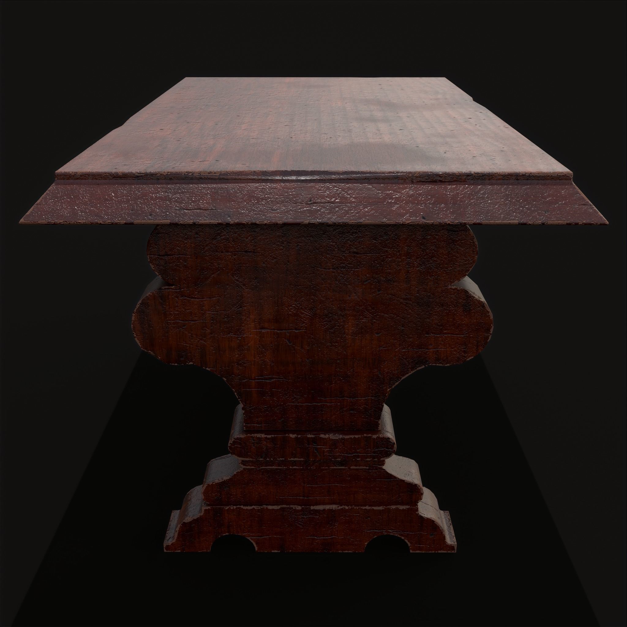 Medieval Elegant Rectangle Table Low-poly 3D model_15