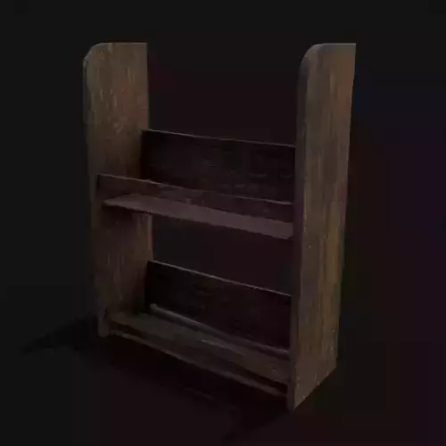 Medieval Wall Mounted Wooden Dish Shelf Low-poly 3D model