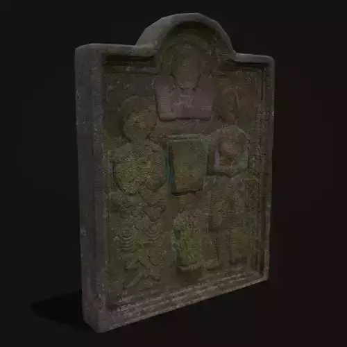 Old Moss Covered Tombstone Low-poly 3D model