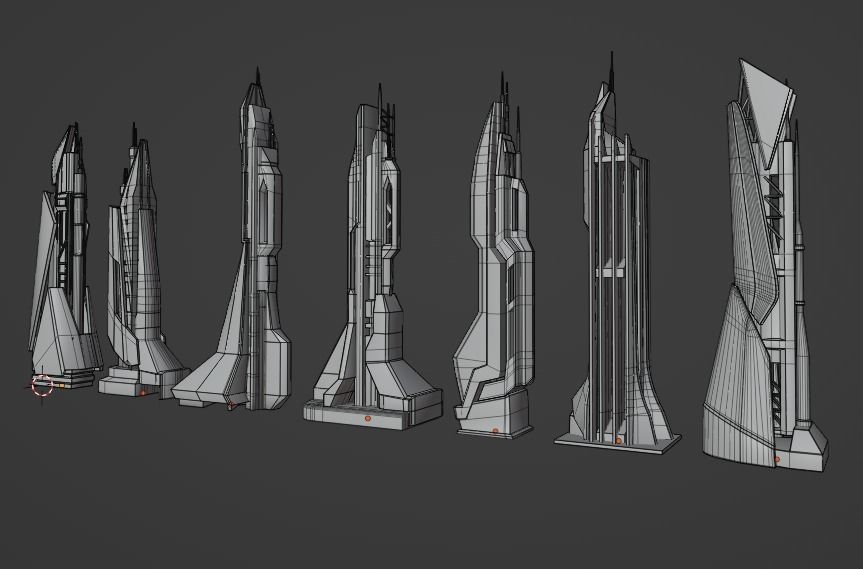 CITY SCI FI FUTURE Low-poly 3D model_4