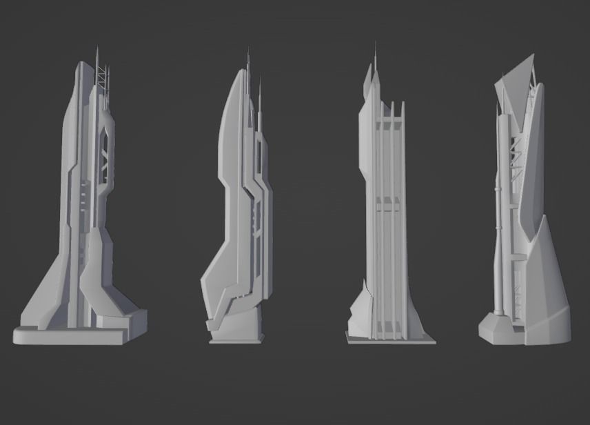 CITY SCI FI FUTURE Low-poly 3D model_7