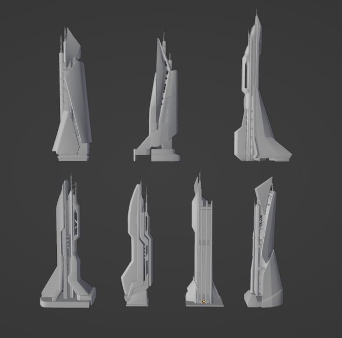 CITY SCI FI FUTURE Low-poly 3D model_6