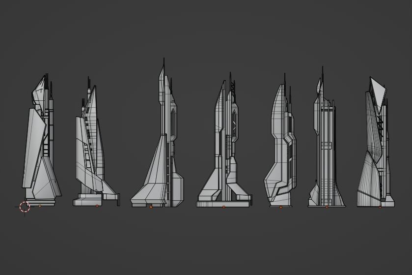 CITY SCI FI FUTURE Low-poly 3D model_2