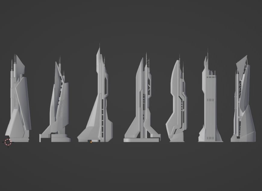 CITY SCI FI FUTURE Low-poly 3D model_1