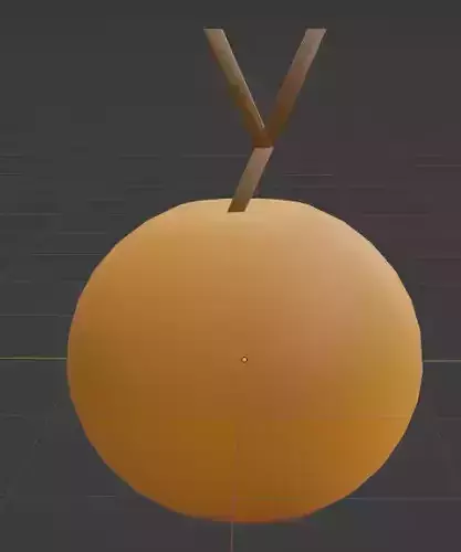 Low Poly Fruit Model orange with stick