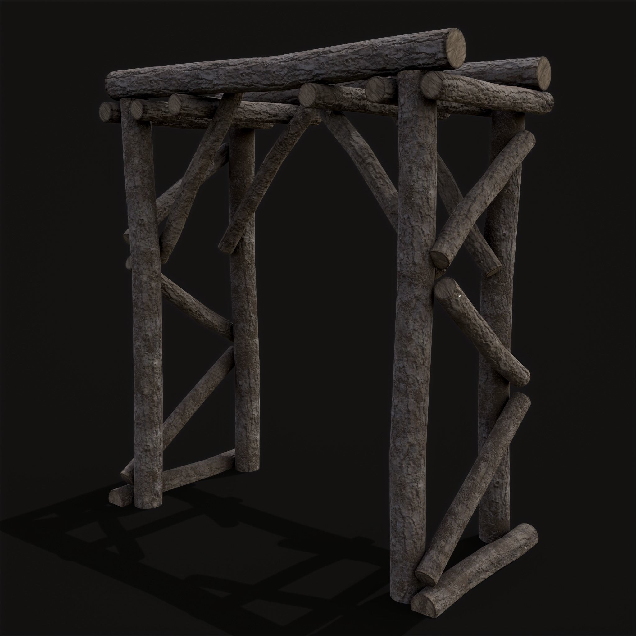 Primitive Log Archway Low-poly 3D model_9