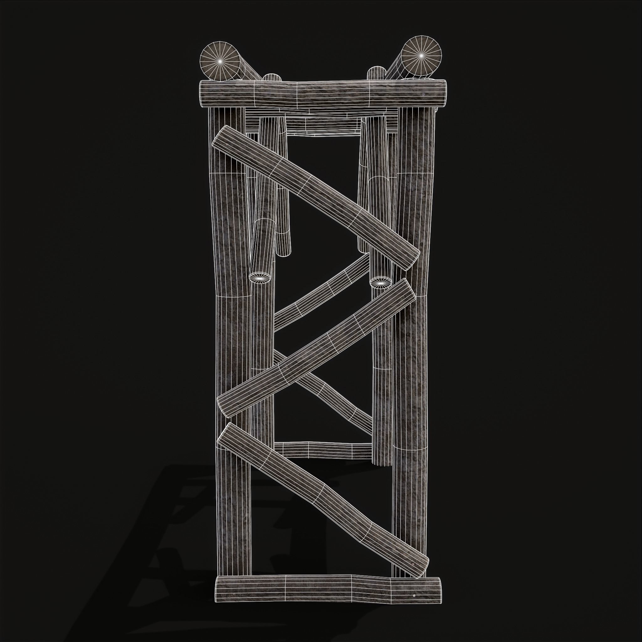 Primitive Log Archway Low-poly 3D model_6