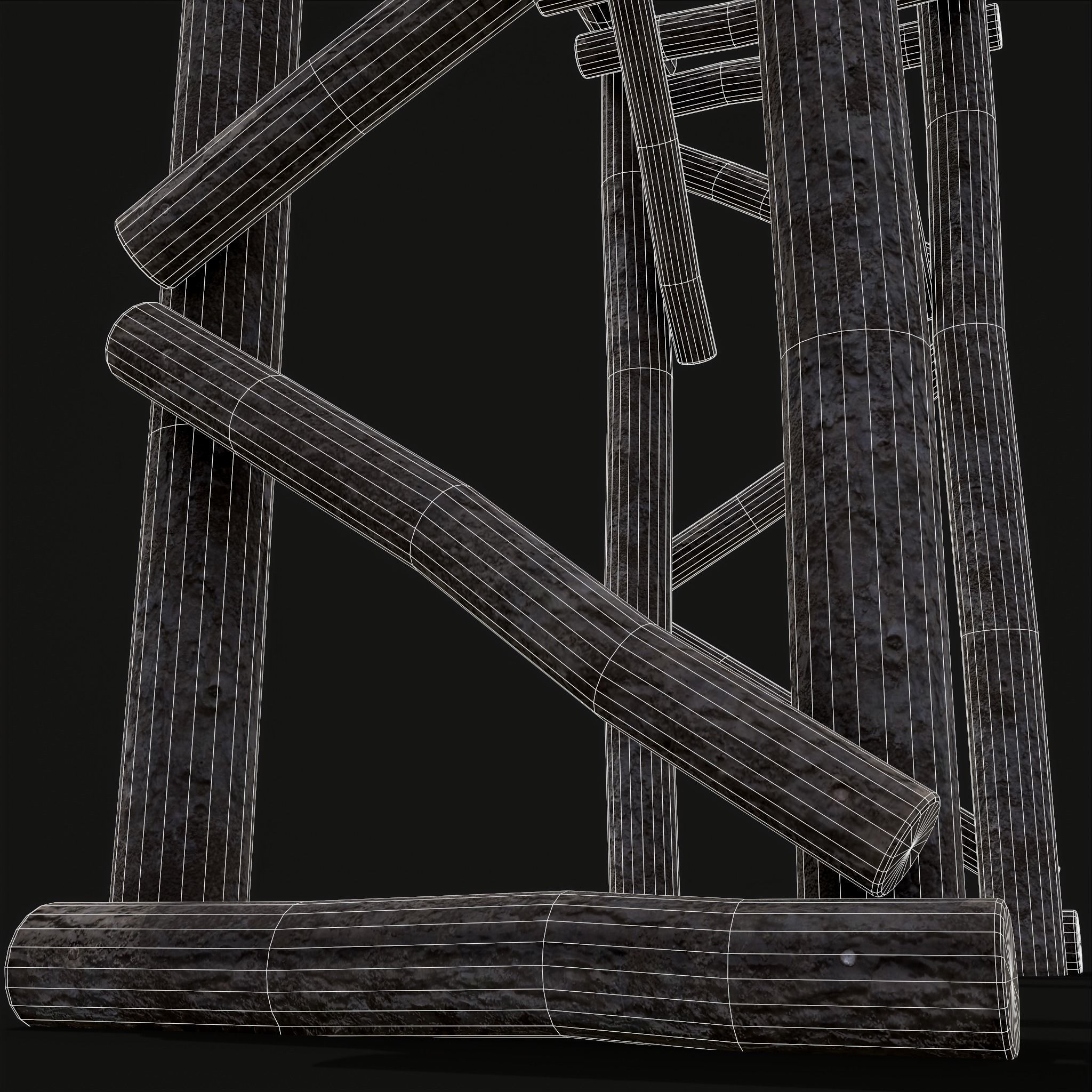 Primitive Log Archway Low-poly 3D model_16
