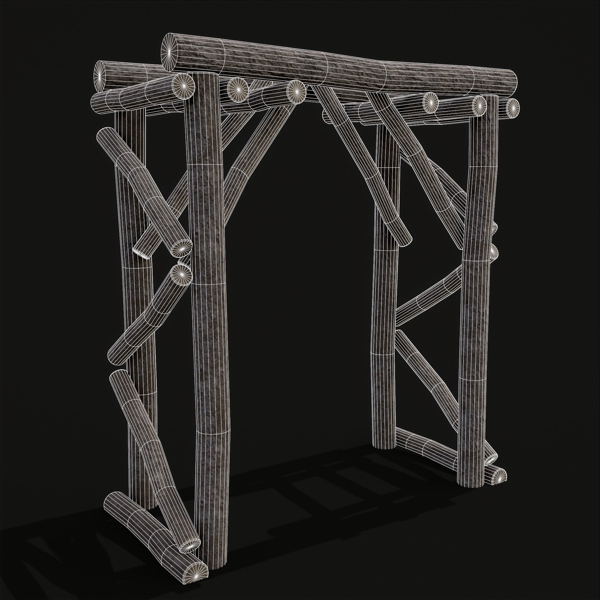 Primitive Log Archway Low-poly 3D model_4