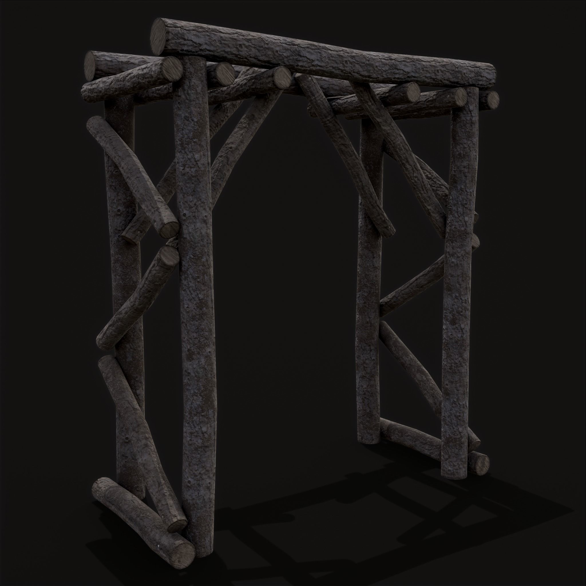 Primitive Log Archway Low-poly 3D model_23