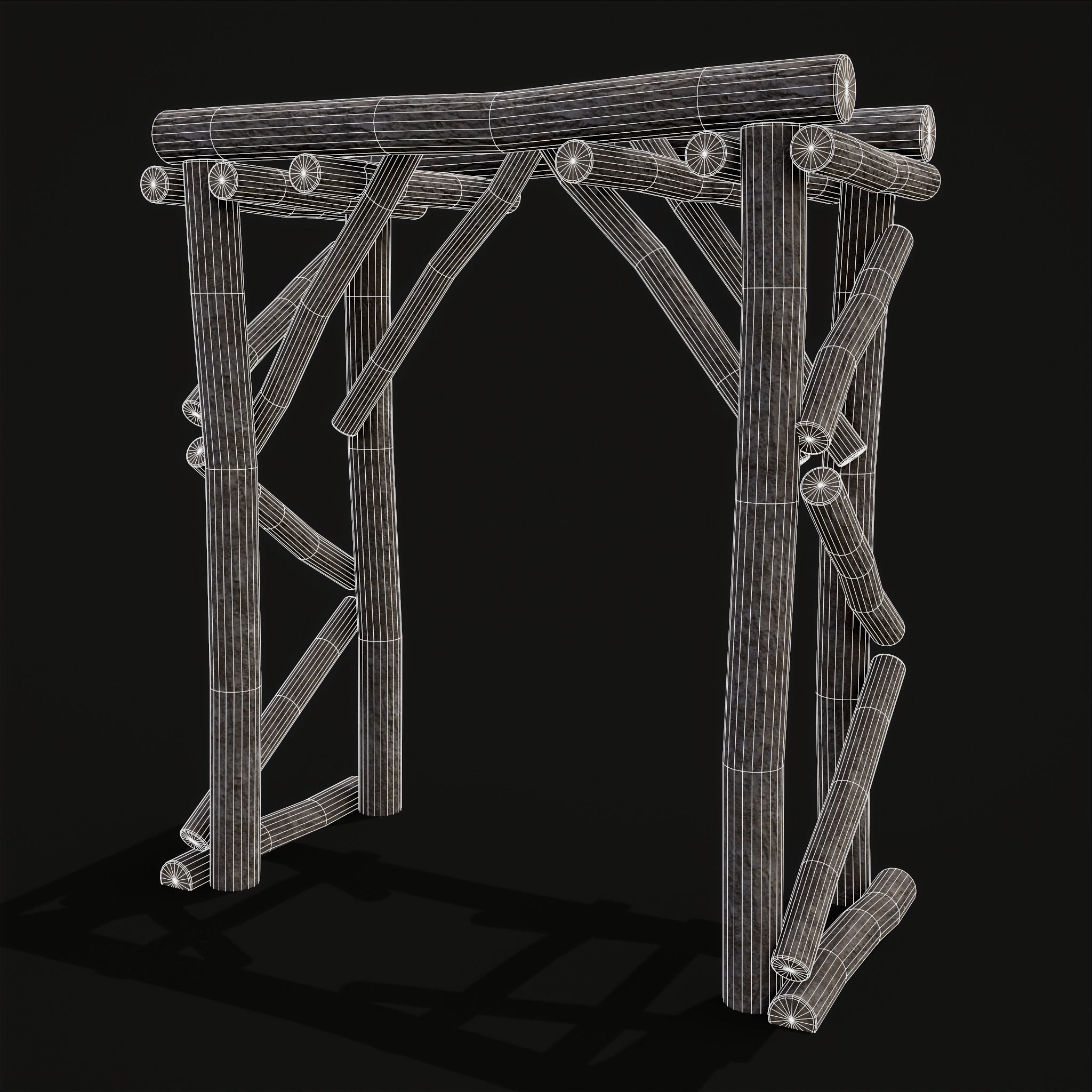 Primitive Log Archway Low-poly 3D model_2