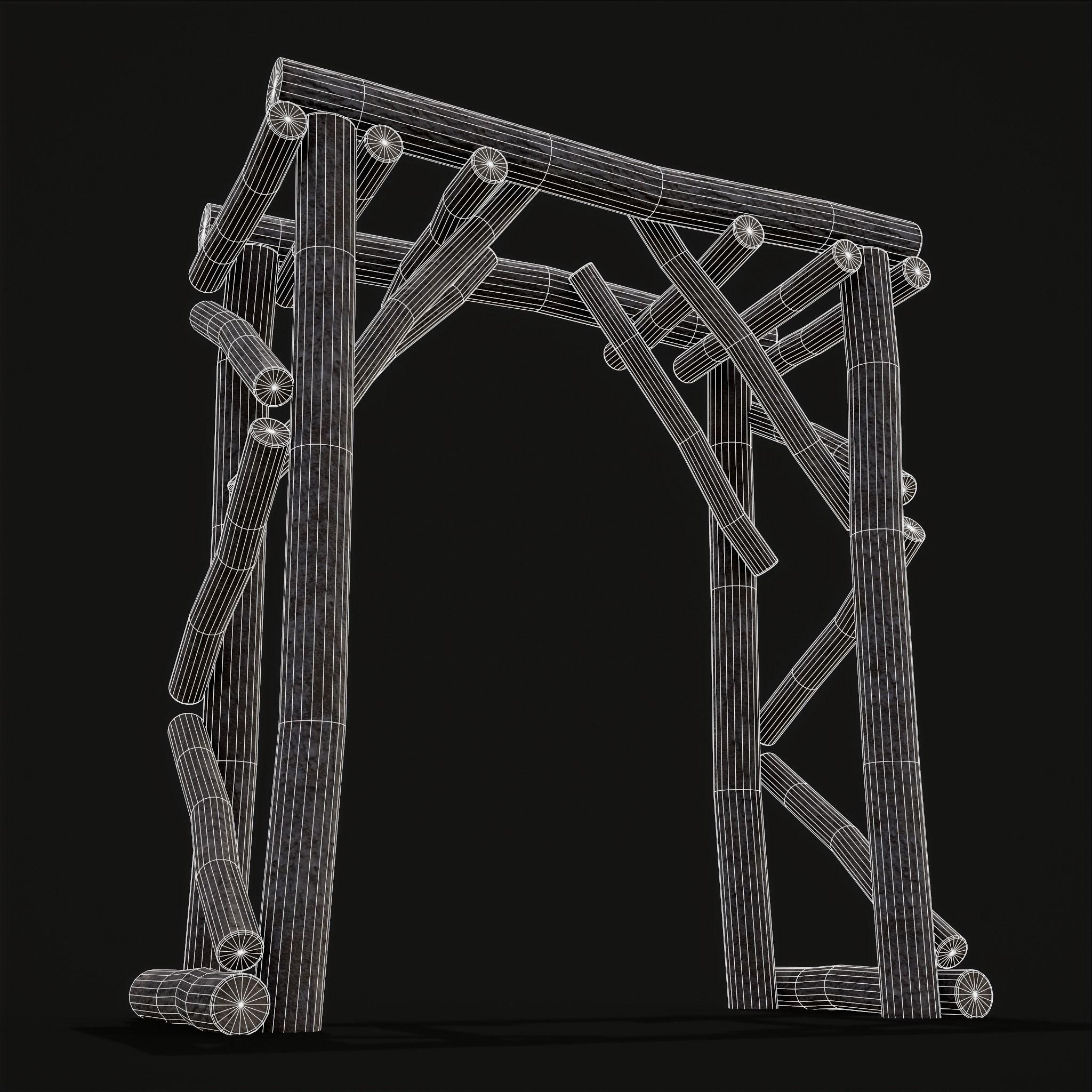 Primitive Log Archway Low-poly 3D model_14