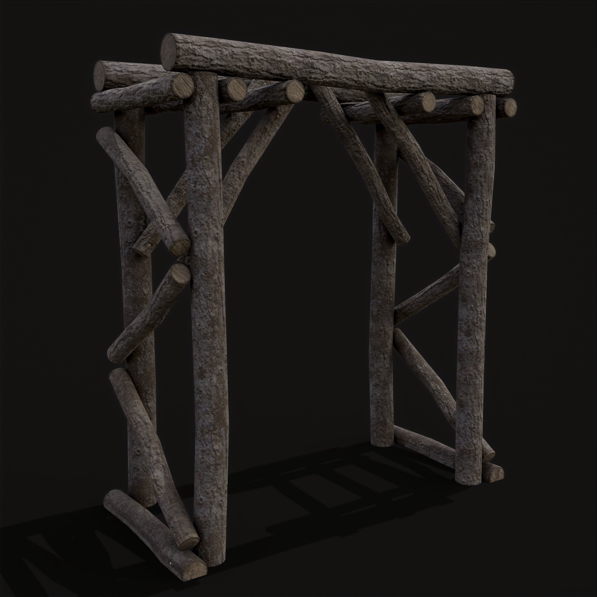 Primitive Log Archway Low-poly 3D model_3