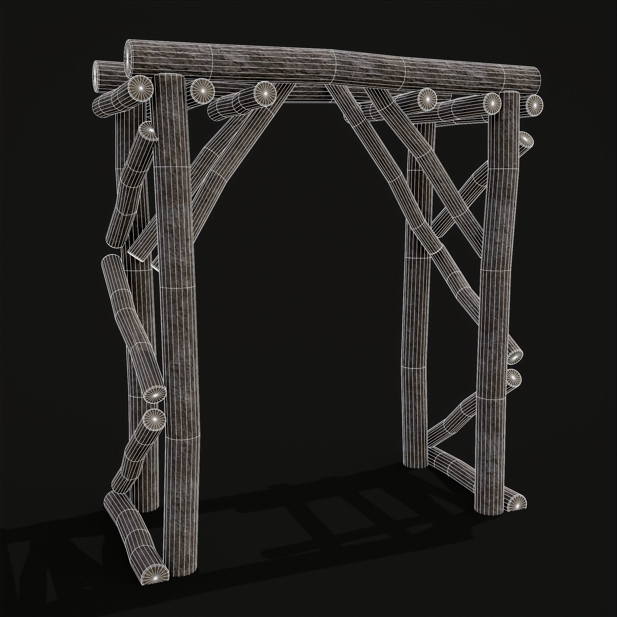 Primitive Log Archway Low-poly 3D model_8