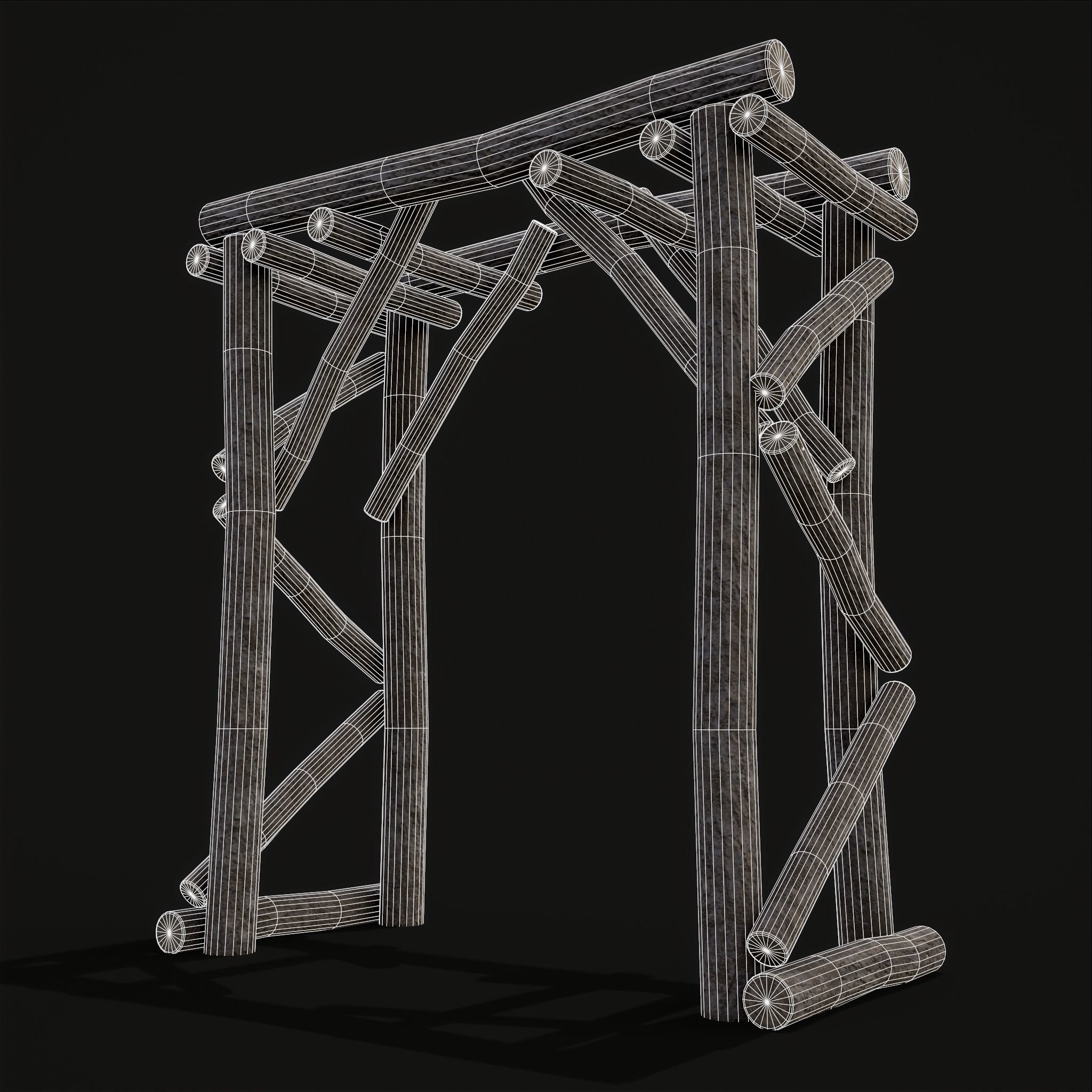 Primitive Log Archway Low-poly 3D model_26