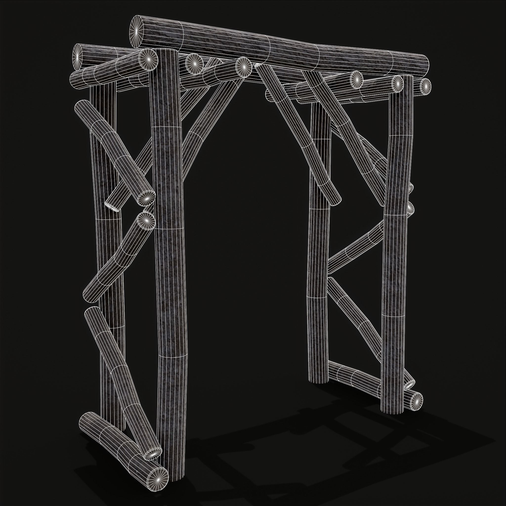 Primitive Log Archway Low-poly 3D model_24