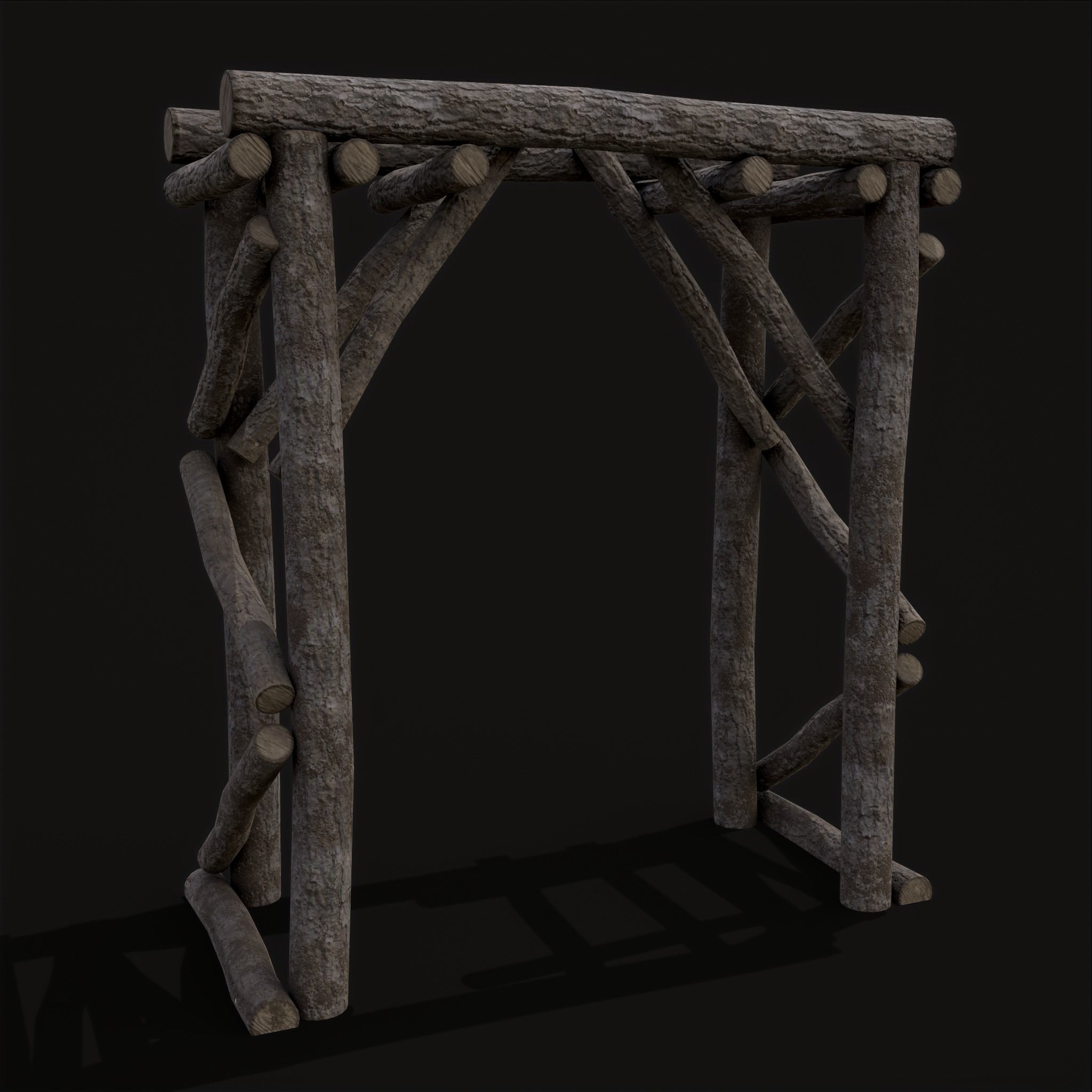 Primitive Log Archway Low-poly 3D model_7