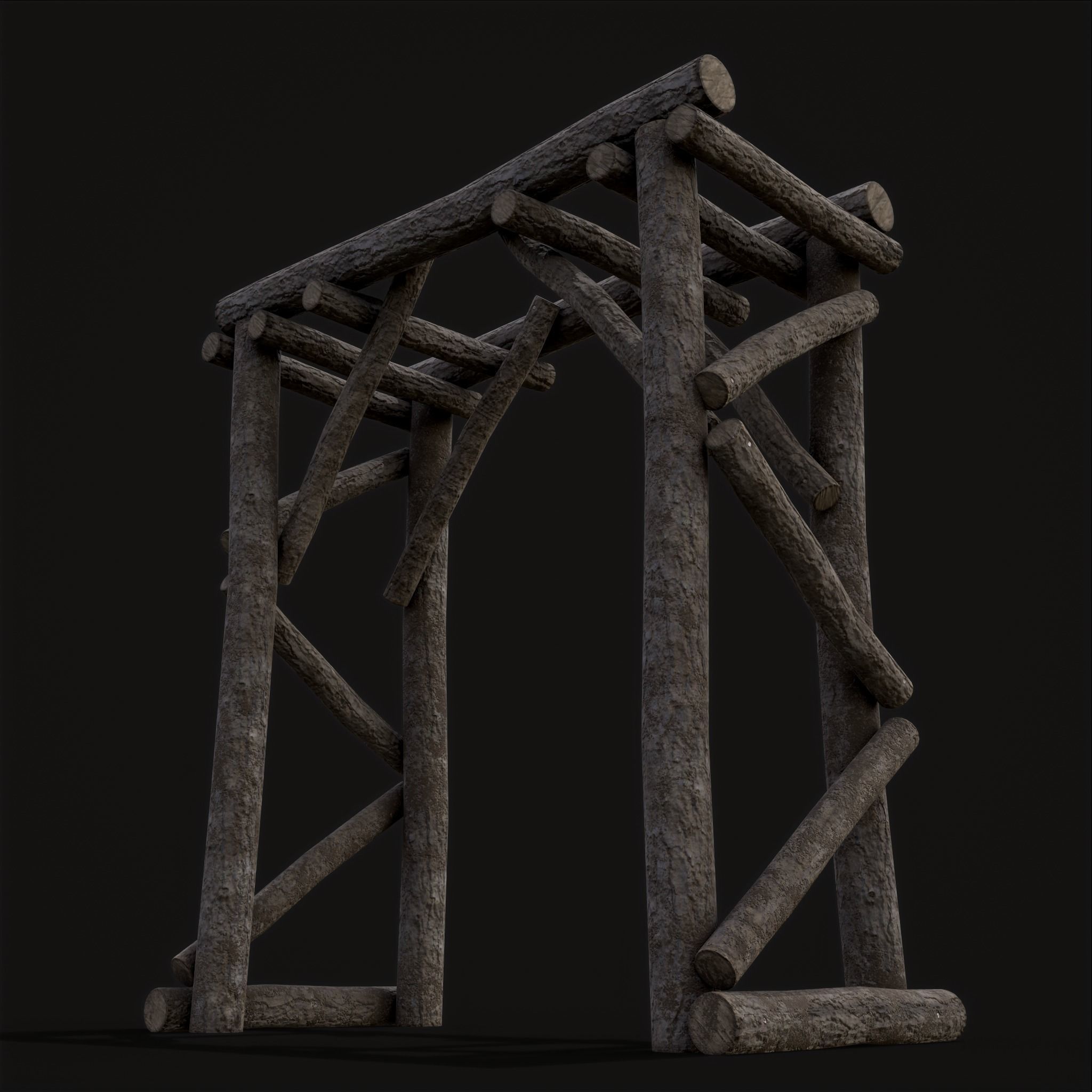 Primitive Log Archway Low-poly 3D model_19