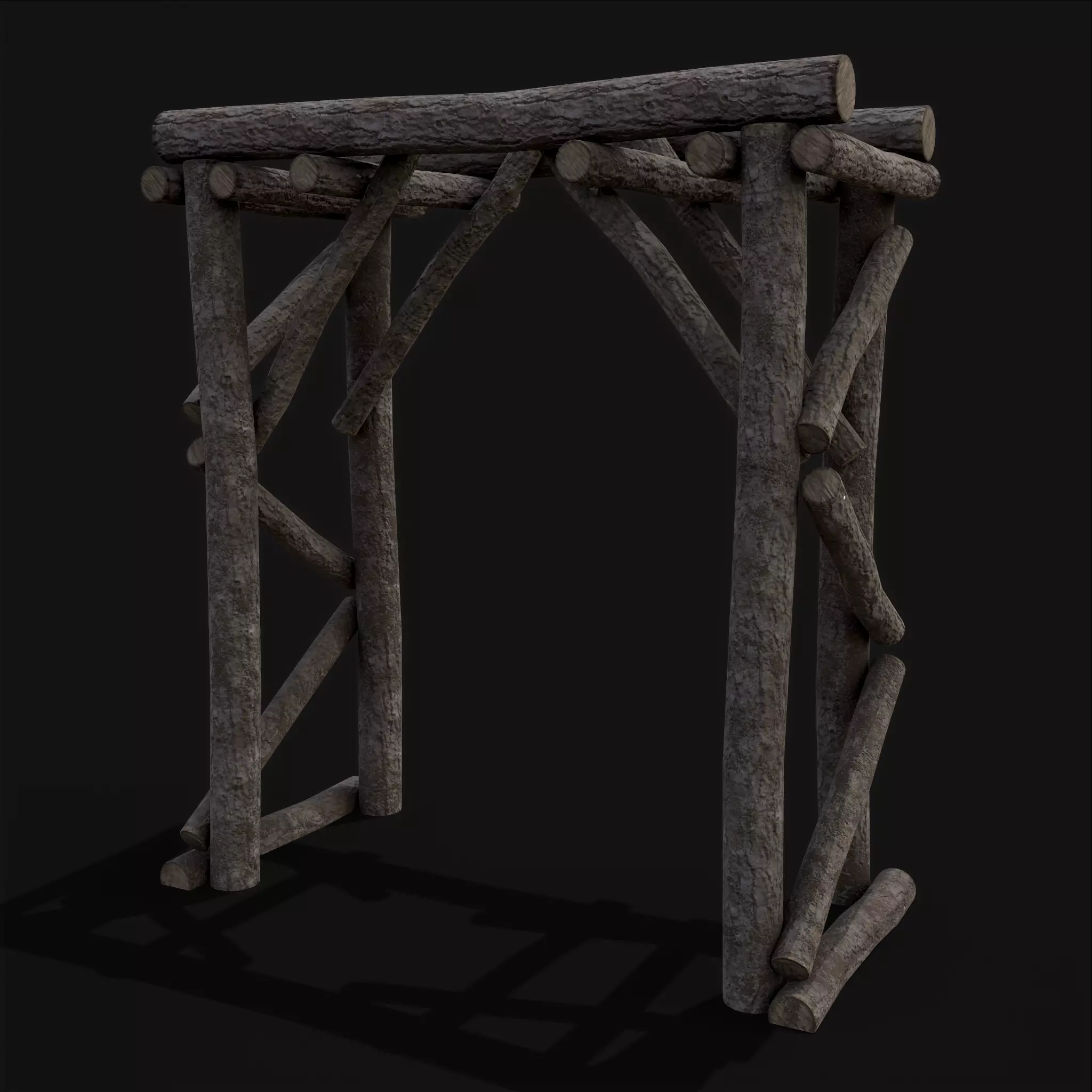 Primitive Log Archway Low-poly 3D model_0