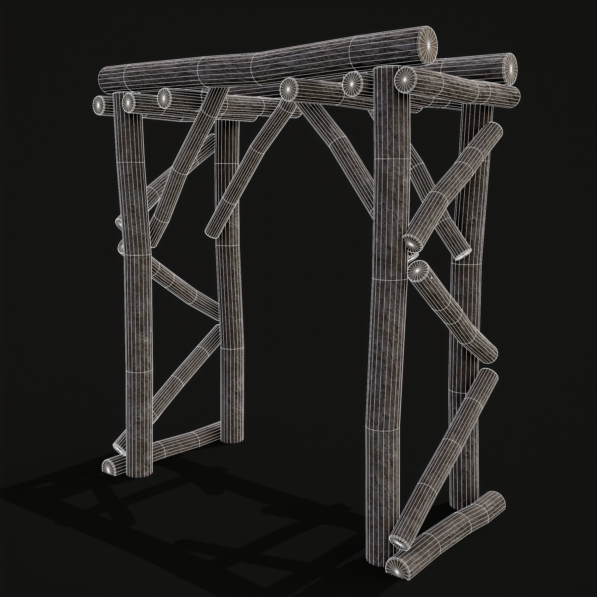 Primitive Log Archway Low-poly 3D model_10