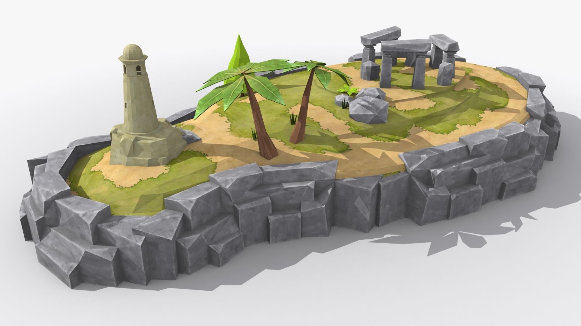 10 cartoon island landscape low poly 3D Model Collection_26