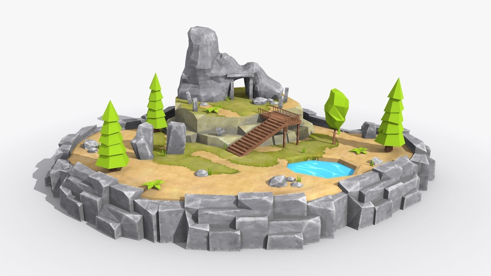 10 cartoon island landscape low poly 3D Model Collection_6