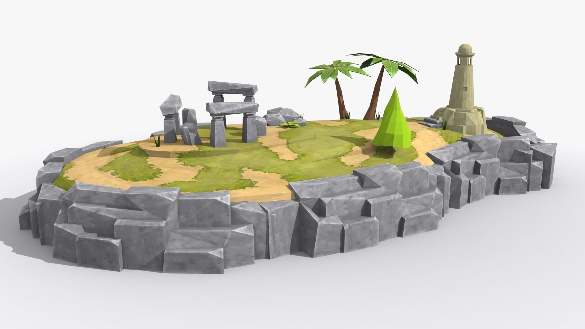 10 cartoon island landscape low poly 3D Model Collection_27